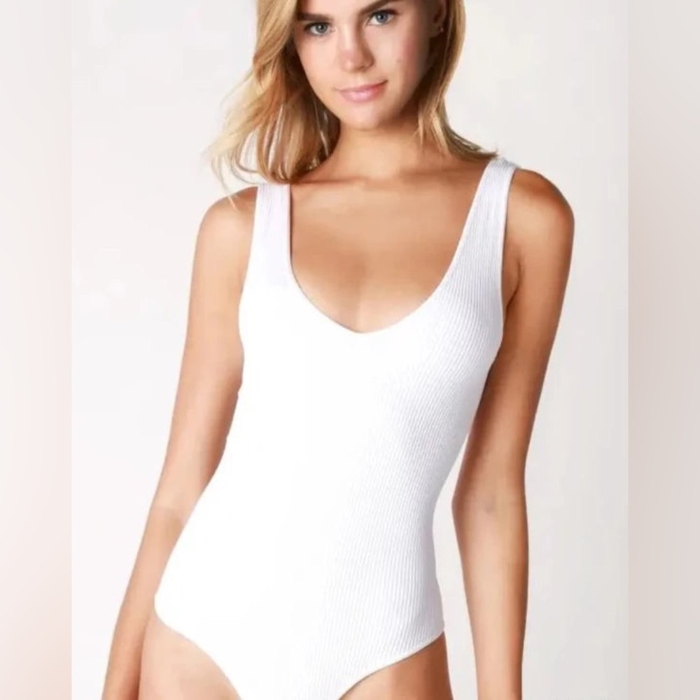 NWOT White Ribbed Bodysuit